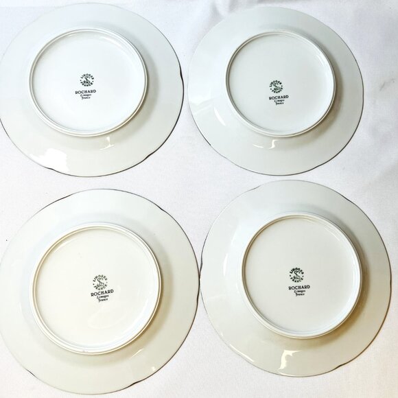Limoges Vintage 4 Salad Plates Rochard Fruit Design Artist Signed France 7 1/2" - Picture 8 of 10